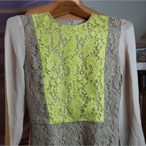 Jenni Kayne Lace Panel Dress Sheer Sleeves Size 2 - Picture 2 of 14